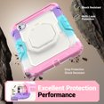 thumbnail image 5 of Case for iPad Pro 11 inch M4 2024/ M5 2025, 360 Rotating Stand Handle Pencil Holder Shoulder Strap Heavy Duty Shockproof Cover, Rainbow Pink, 5 of 7