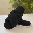 thumbnail image 4 of Zapatillas de casa con correa cruzada, pantuflas deslizantes para interiores y exteriores para mujer (negro 44-45), 4 of 9