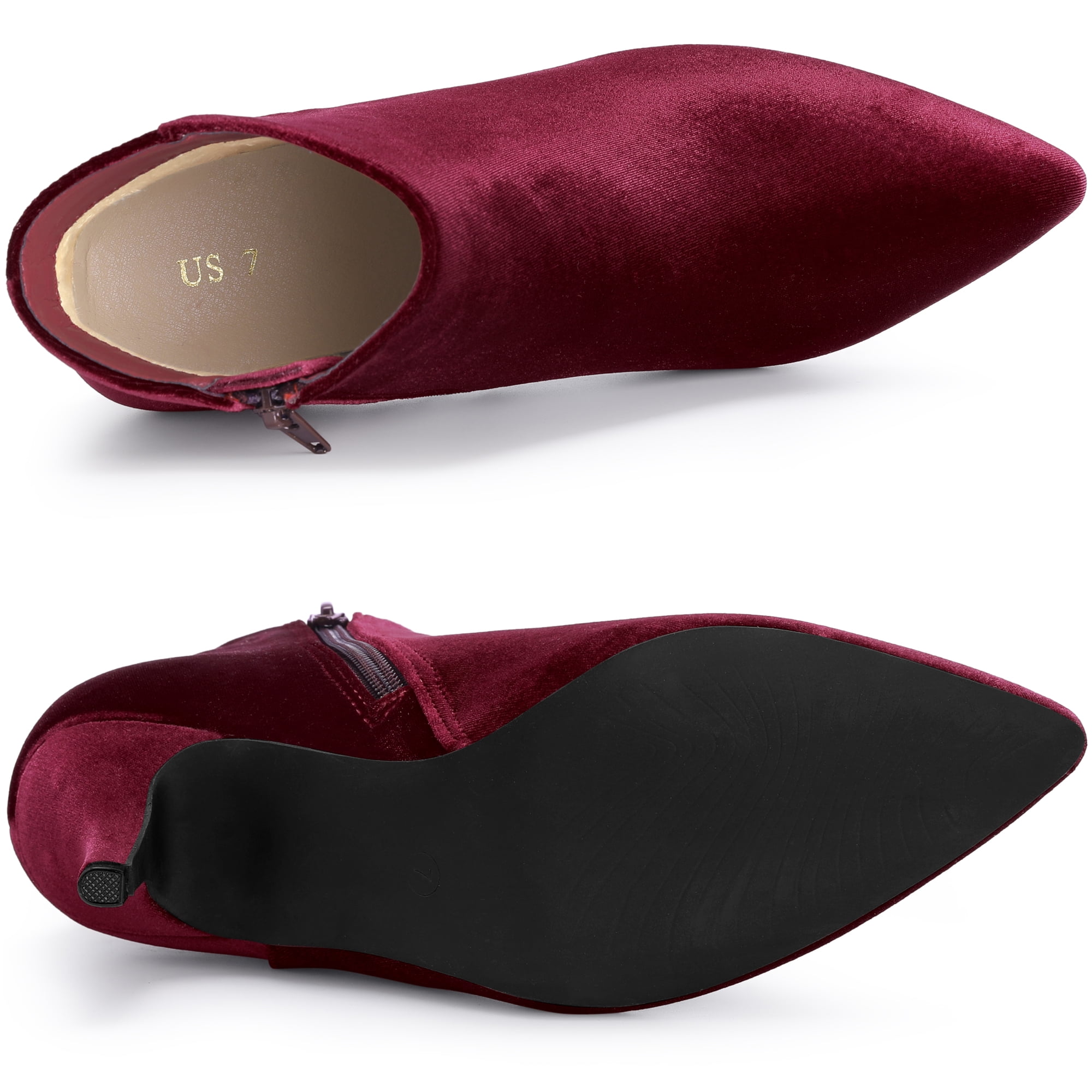DARING DIVA Women's Pointy Toe Stiletto Heels Ankle Boots Burgundy US 9