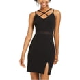 thumbnail image 1 of Vestido ajustado cruzado City Studio para mujer Negro 3, 1 of 1