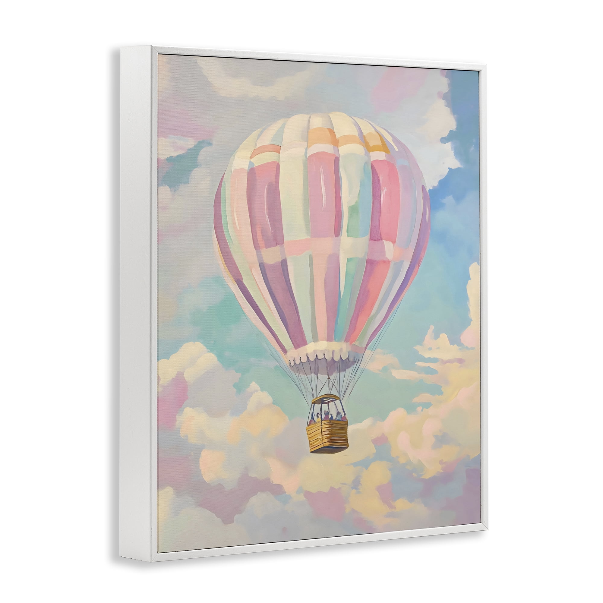Stupell Industries Pastel Hot Air Balloon White Framed Giclee Art, design by The Prints Vibe
