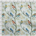 thumbnail image 4 of Soimoi Bird & Flowers PrintCotton Cambric Quilting Fabric Sold by The Yard 42 Inch Wide Medium Weight Cotton Fabric SewingSupplies -Light Green, 4 of 5
