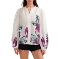 thumbnail image 1 of Gupgi Women Floral Shirts Long Sleeve Ruffles Button Down Fashion Blouses Spring Loose Tops, 1 of 8
