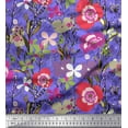 thumbnail image 1 of Soimoi Purple polyester Crepe Fabric Leaves & Floral Artistic Print Fabric by Yard 42 Inch Wide, 1 of 1