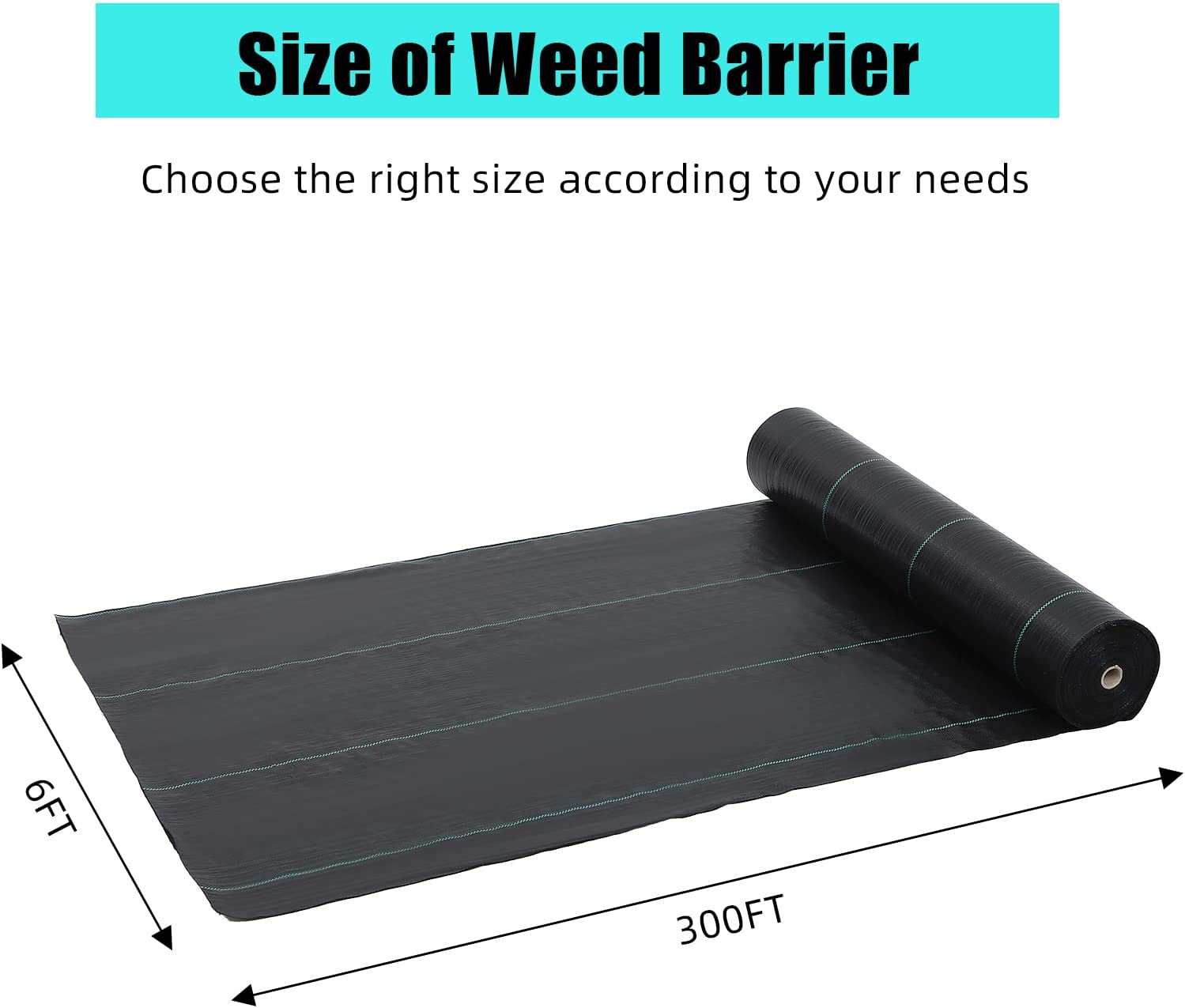 QinaQin 6x300FT-2.4oz Premium Weed Barrier Landscape Fabric,Weed Control Fabric,High Permeability for Flower Bed,Driveway Fabric Ground Cover,Black