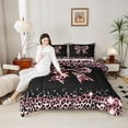 thumbnail image 4 of Homewish Cute Pink Bowtie Bedding Comforter Set 2pcs for Children Teens,Kawaii Ribbon Bow Knot Twin Comforter Sets Microfiber,Abstract Cheetah Print Breathable Bedding Set, 4 of 8