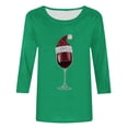 thumbnail image 5 of Cadancy Womens Christmas Shirts Plus Size Winter 3/4 Sleeve Vintage Holiday Blouses Party Xmas Wine Glass Funny Tshirts Crewneck Sequin Dressy Casual Tops, 5 of 5