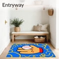thumbnail image 3 of ODIKA 4'x6' Machine Washable Non-Slip Area Rug, Animated Baseball Glove and Scene with Smiling Cartoon Face High Traffic Rug with Pad, Blue, 728684, 3 of 8
