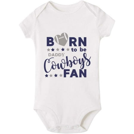

Born To Be A Daddy Cowboys Fan Cute Baby Long Sleeve bodysuit Birth Announcement Bodysuit Rompers
