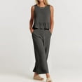 thumbnail image 4 of JINMGG Two Piece Outfits Women, 2026 Fashion Fall 2PC Fashion Woman Round Neck Solid Sleeveless Blouse +Loose Pockets Pants Sets Dark Gray XL, 4 of 9