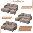 thumbnail image 6 of Convertible Sectional Sofa Couch with Storage Ottoman, L-Shaped Wide Reversible Chaise with Linen Fabric(Dark Beige), 6 of 7