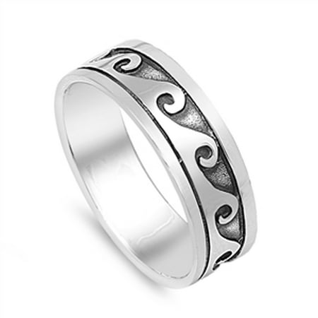 Sterling Silver Waves Fashion Ring - Eternity Wave Surf Fashion Polished Ring New 925 Sterling Silver Band Size 10