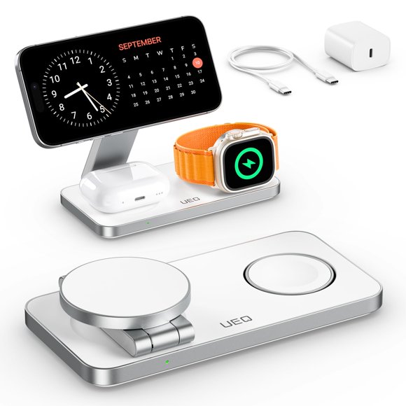 Estación de carga inalámbrica UEQ plegable 3 en 1 para Apple