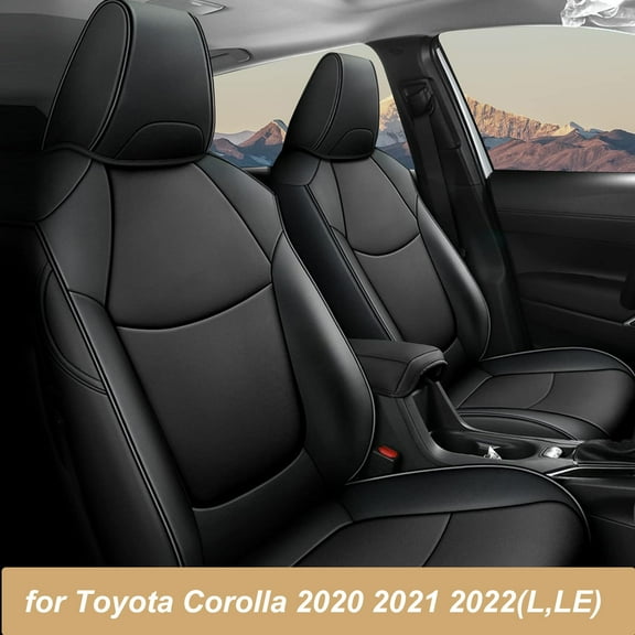 IKABEVEM Custom Fit Seat Covers for Toyota Corolla 2020 2021 2022(L,LE) Leather Car Seat Cover Full Set (Black)