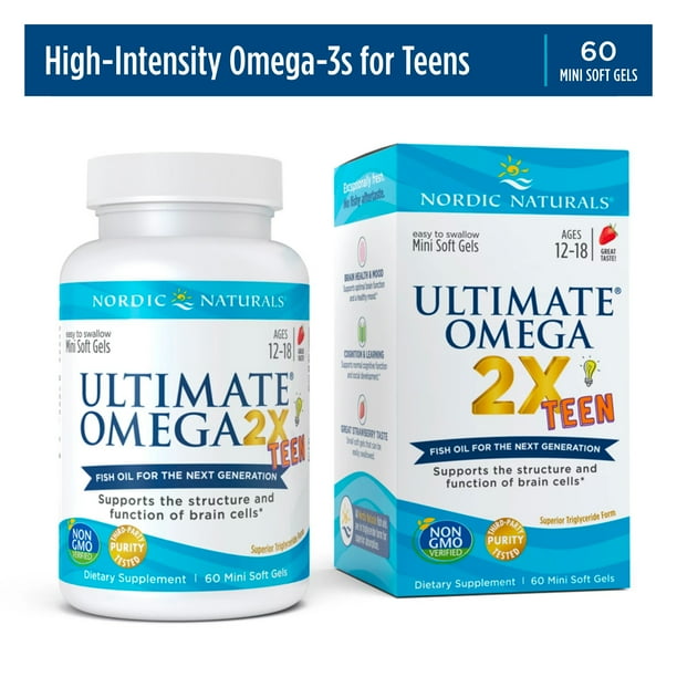 Nordic Naturals Ultimate Omega 2X Teen Soft Gels, Fish Oil 60 Ct