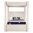 thumbnail image 2 of Galaxy Home Furnishings Monica 4-Piece Tufted Velvet King Bedroom Set in Cream, 2 of 16