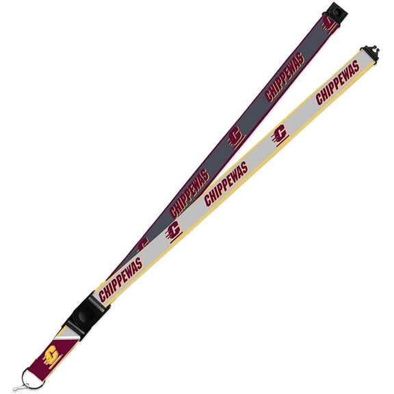 Central Michigan Chippewas Lanyard Keychain 2-sided Breakaway Clip Gray University