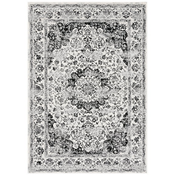 SAFAVIEH Tulum Braganza Medallion Area Rug, Ivory/Black, 10' x 13'