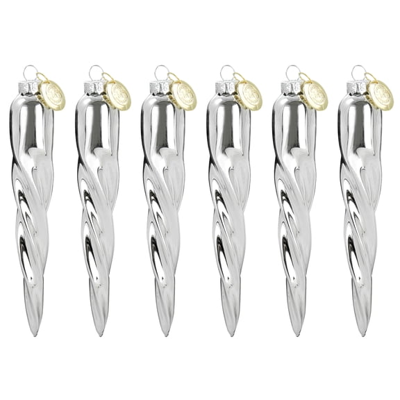 Martha Stewart Holiday Icicle 6 Piece Ornament Set in Silver
