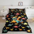 thumbnail image 2 of Manfei Personalized Gifts King Size Comforter Sets,Latter K Bedding Comforter Set,Blue Yellow Dinosaur Bedding Set,Lightweight Room Decoration Reversible,3-Piece, 2 of 8