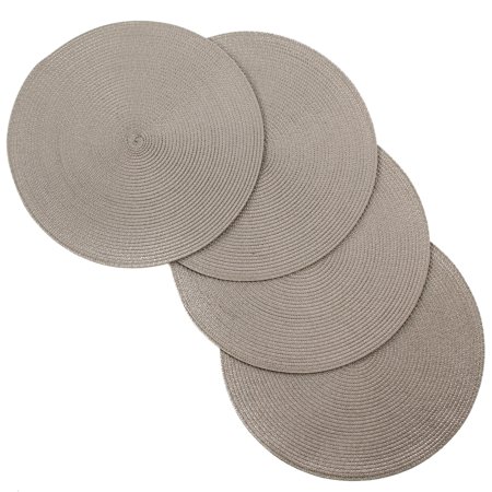 

Vienna Woven Spiral Table Placemats 15 Inches Round Set of 4 Non-Slip Dining & Kitchen Table Mats Stone