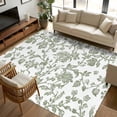 thumbnail image 2 of 5x8 Area Rugs, Sage Green Flower Non-Skid Rubber Backing Large Rectangle Rugs - Living Room Bedroom Home Office, Vintage Farmhouse Boho Leaf Spring Indoor Floor Mat Carpets Washable Rug, 2 of 9