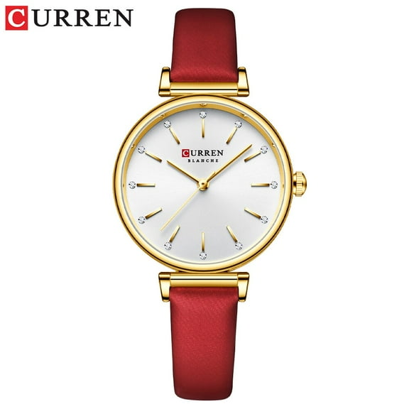 Fashion Women Analog Quartz Wristwatch Vintage Leather Strap Ladies Watches CURREN Top Brand Green Watch Relogio Feminino