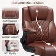 thumbnail image 4 of COOLHUT PU Leather Ergonomic Office Chair, Mid Back Home Computer Chair with Flip-up Armrest, Adjustable Height & Back Support, 360° Swivel Gaming Chair with Wheels & Rocking Function, Space Saving, 4 of 9
