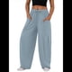 thumbnail image 1 of Pantalones Bombachos Holgados de para Mujer, Pantalones Casuales de Verano con Cordón, Ropa de Viaje con Bolsillos 2025 Azul Gris L, 1 of 7