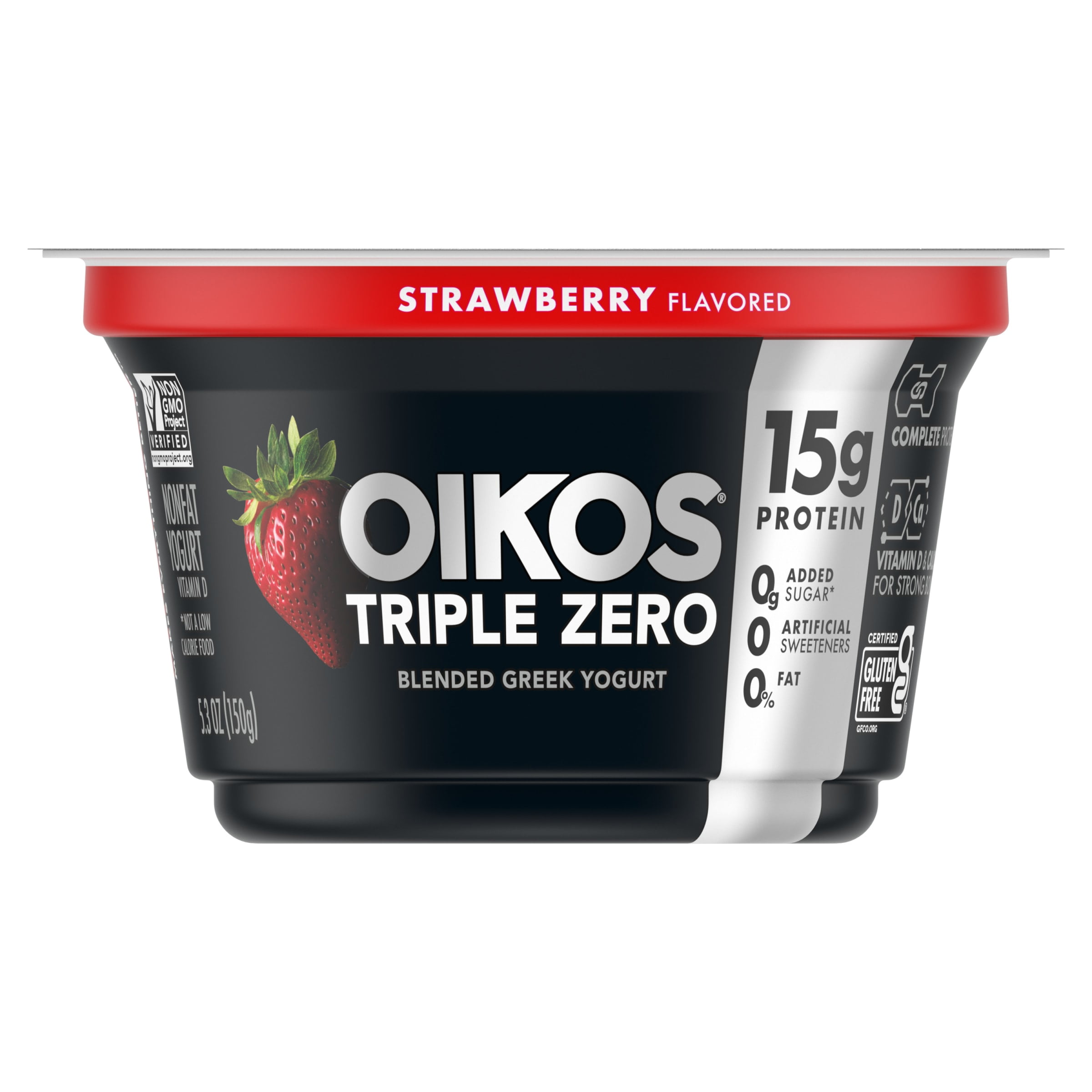Oikos Triple Zero Strawberry Greek Yogurt, 5.3 Oz