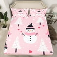 thumbnail image 2 of Manfei Christmas Snowman Twin Sheet Set, Farmhouse Tree Love Heart 3-Piece Decor, 2 of 7