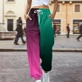 thumbnail image 2 of Baberdicy Sweatpants Women Fashion Women's Loose Breathable Color Blocking Gradient Casual Pants Side Pockets Leg Opening Drawstring Seasonal Casual Pants Sweatpants D-Hot Pink, 2 of 4