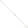 thumbnail image 2 of 14k Two-tone Anklet 9 inch mm White Gold Ropa Diamond Cut Bead 9in Plus 1in Ext., 2 of 7