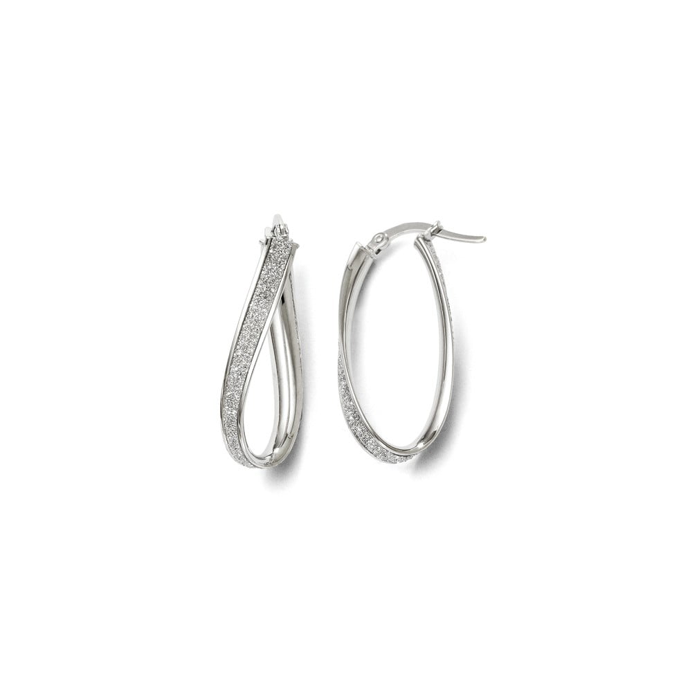Beautiful Leslie's 14K White Gold Polished Glimmer Infused Hoop Earrings