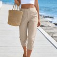 thumbnail image 5 of GEWSEY Capri Pants for Women High Waisted Relaxed Fit Elastic Waist Casual Capris Trousers Crop Chino Pants with Pocket Beige for Size S, 5 of 6