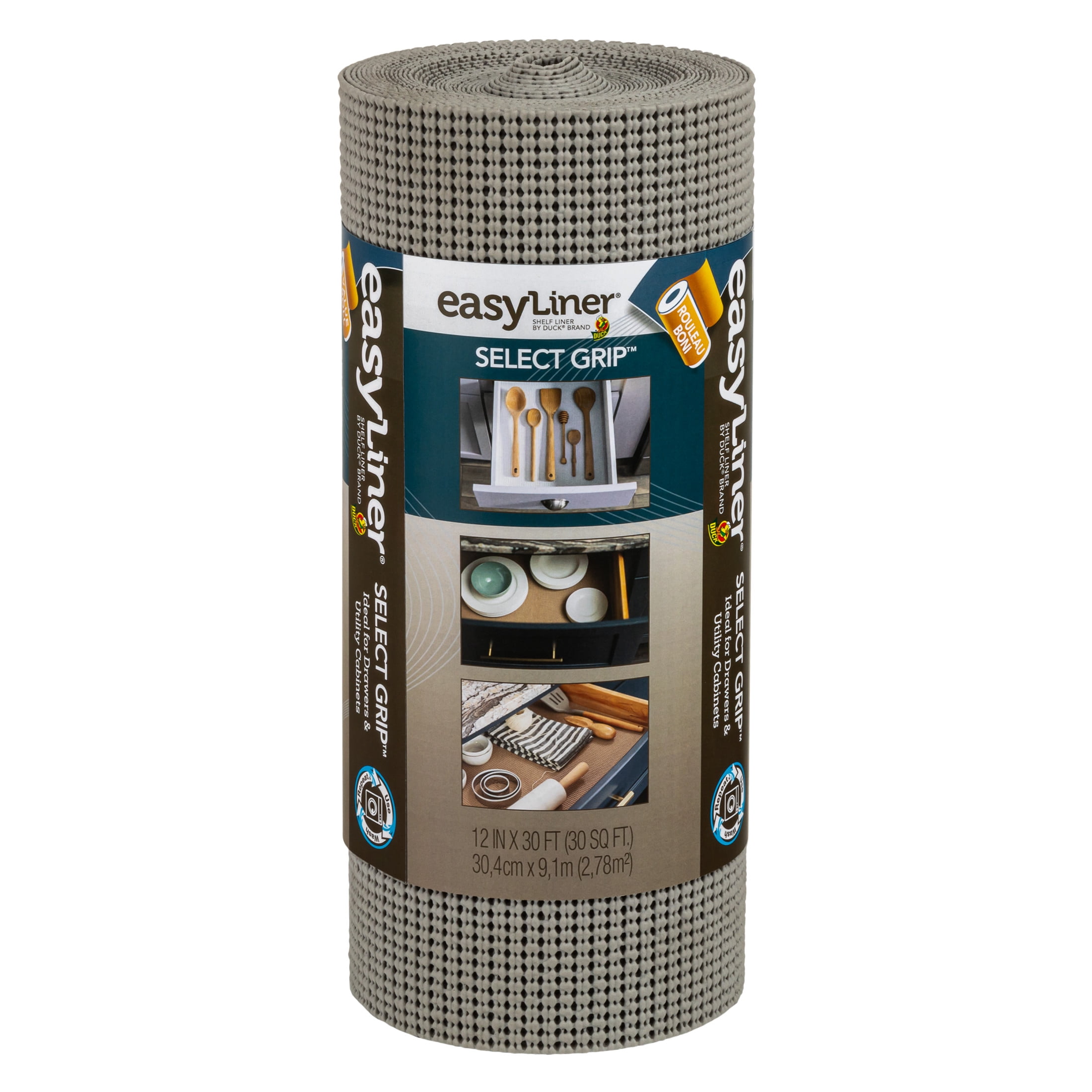 EasyLiner Select Grip Shelf Liner, Light Gray,12 in. x 30 ft. Roll
