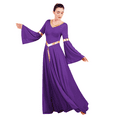 thumbnail image 6 of IDOPIP Metallic V Neck Praise Dance Dress for Women Liturgical Lyrical Dancewear Worship Robe Dress, 6 of 8