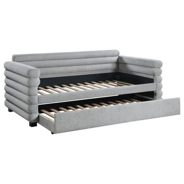 Coaster Patricia Boucle Fabric Upholstered Twin Day Bed with Trundle Gray