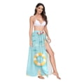 thumbnail image 2 of FORMRS Womens Long Sarong Beach Wrap Semi-Sheer Bikini Skirt Bathing Swimsuit Cover Up, Blue Beach Pattern, 2 of 7