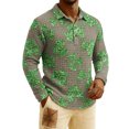 thumbnail image 2 of Men's St. Patrick's Day Shamrock Henley Long Sleeve Pullover Casual Top Shirt, 2 of 6