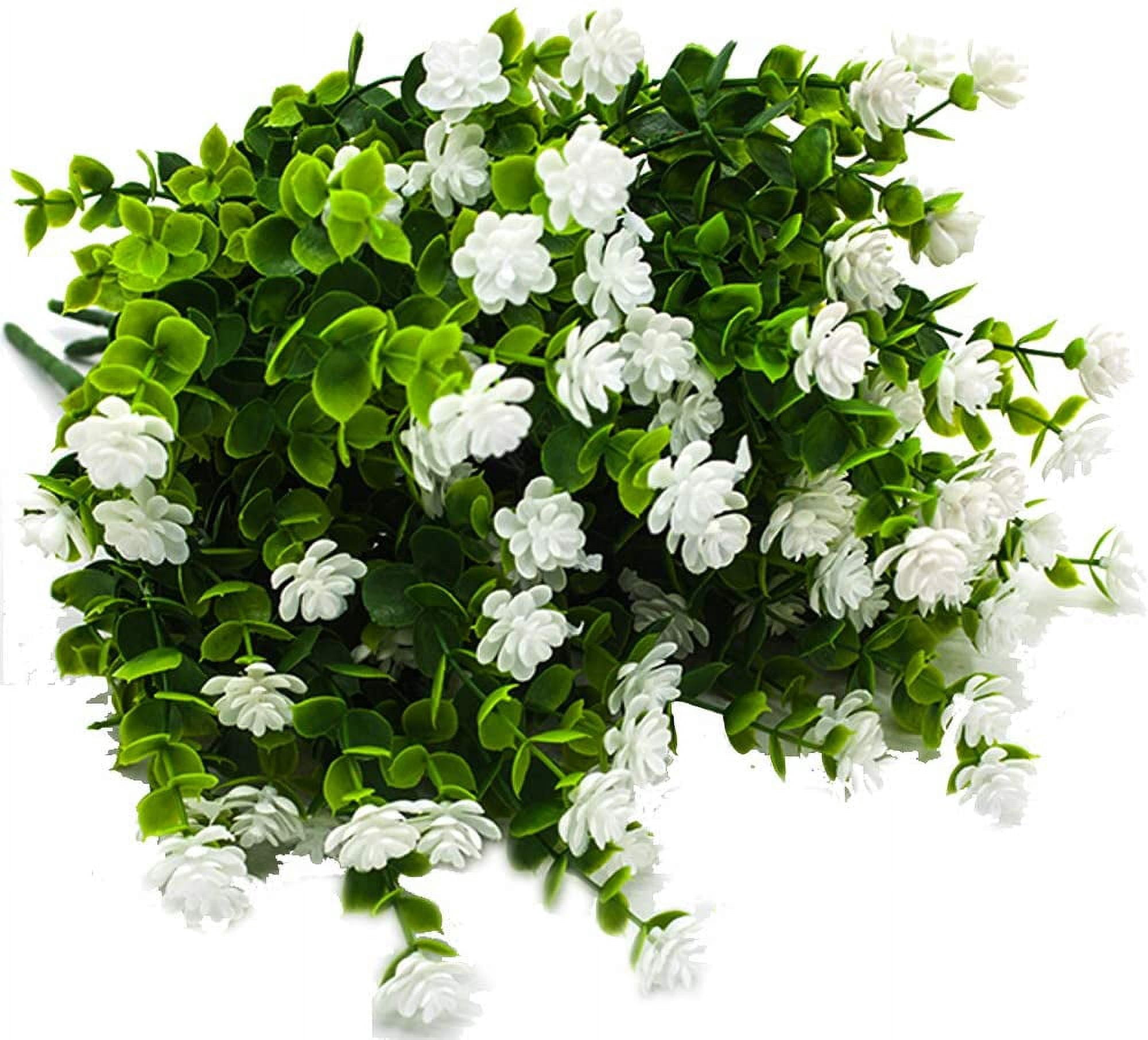 Artificial Flowers, Fake Outdoor UV Resistant Plants Faux Plastic Greenery Shrubs Indoor Outside Hanging Planter Home Kitchen Office Wedding, Garden Decor (Yellow)(Pack of 4)
