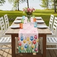 thumbnail image 4 of Table Runners 70 Inches Long Dress Scarves, Easter Tulip Farmhouse Coffee/Dining/Kitchen Table Decor, Holiday Table Runner, Colorful Flower Spring Butterfly Plant Pink 13x70 Inch, 4 of 9