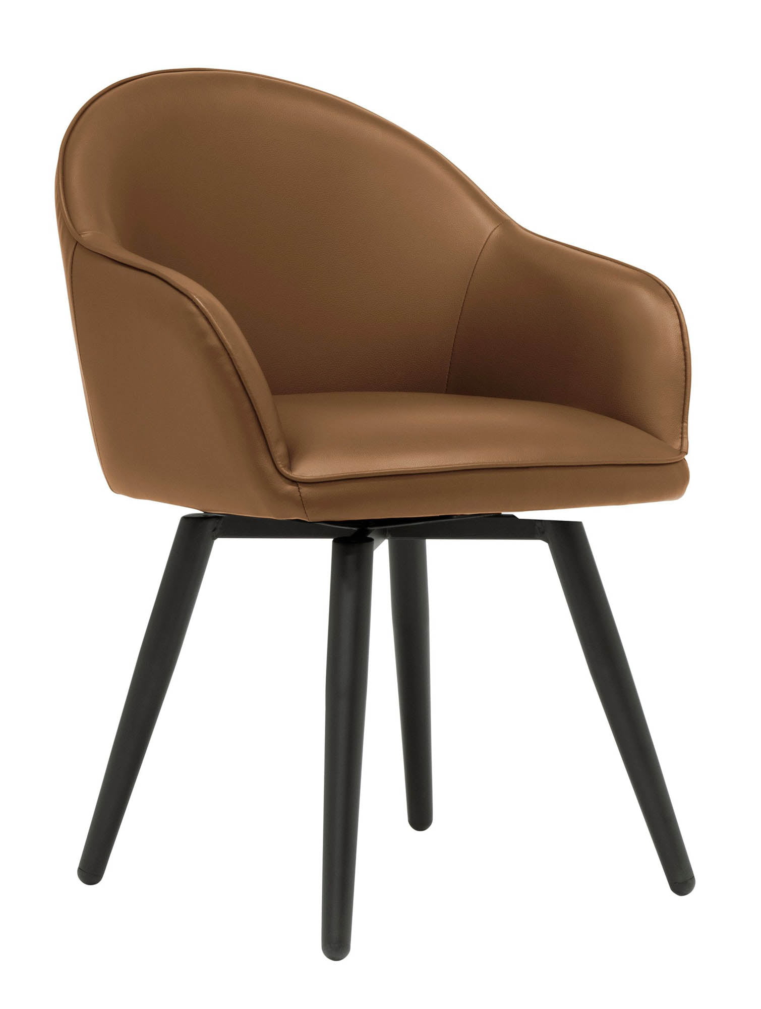 الحصى تحت الأرض مجموع  Offex Dome Swivel Accent Chair with Arms, Office/Dining/Guest,  Black/Caramel Brown Faux Leather - Walmart.com
