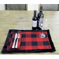 thumbnail image 3 of Unique Christmas Buffalo Plaid Red and Black with Faux Fur Border Design Placemat (Black Fur Placemat 13"x19" Set of 4), 3 of 3