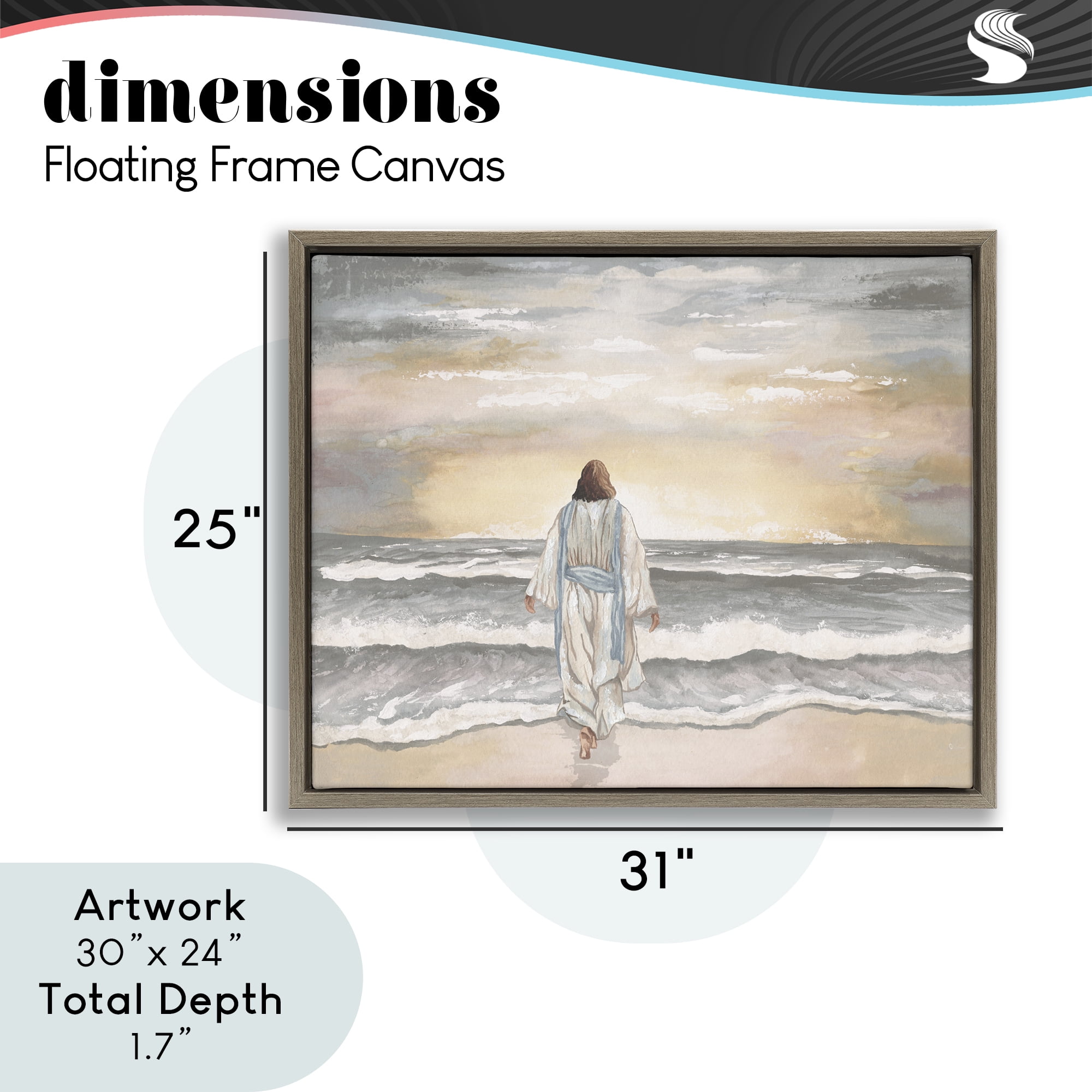 Stupell Industries Jesus Walks The Shore Brown Framed Floater Canvas Wall Art, design by Elizabeth Medley