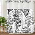 thumbnail image 3 of Black Gray Coral Coastal No Hook Shower Curtain Waterproof,Bathroom Curtains with Snap in Liners and See Through Top Window,Summer Beach Seaside Nautical Hotel Style Bathtub Curtains Shower 72"Wx72"L, 3 of 8