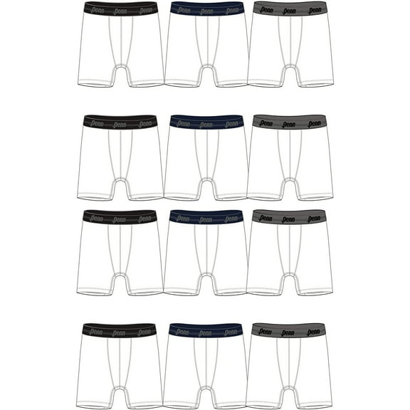 Penn Mens Performance Boxer Briefs - 12-Pack Athletic Fit Breathable Tagless Underwear White 2X