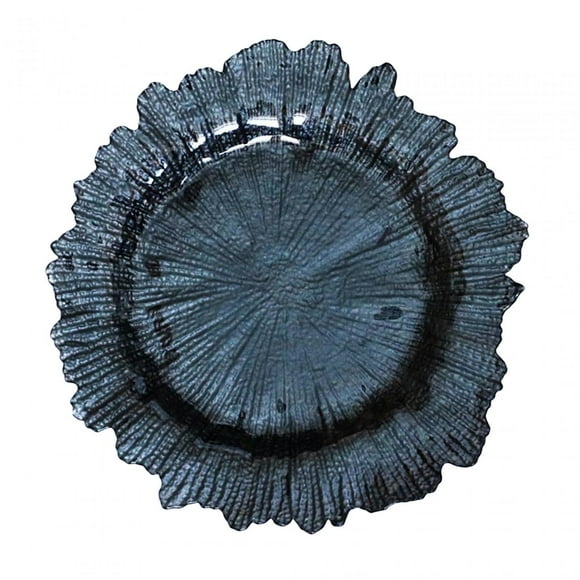 GROWTH TANK Assiette de Charge 13 Pouces Assiette de Service Décorative à Motif Floral Assiette Irrégulière pour Cuisine Occidentale Noire