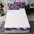 thumbnail image 4 of Erosebridal Gothic Skeleton Ghost Zipper Queen Comforter Set with Fitted Sheet and 2 Pillowcases,Halloween Black Cats Zipper Bedding Set,Purple,Reversible, 4 of 7