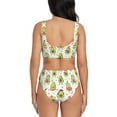 thumbnail image 3 of Wukai Avocado Playing Music Women's Bikini Set Two Piece,wimsuit High Waisted V Neck Twist Front Adjustable Spaghetti Straps Bathing Suit-X-Large, 3 of 7